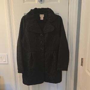 Toffee Apple Black Jacquard Coat, Size XL (0912)